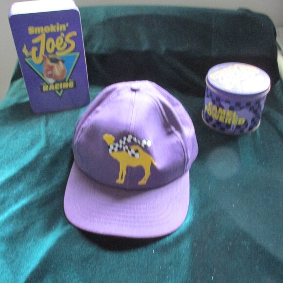 Vintage CAMEL Smokin' Joe's Racing Cap & (2) Tins w/ matches - Picture 1 of 5